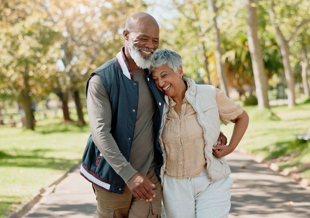 Senior couple on a walk